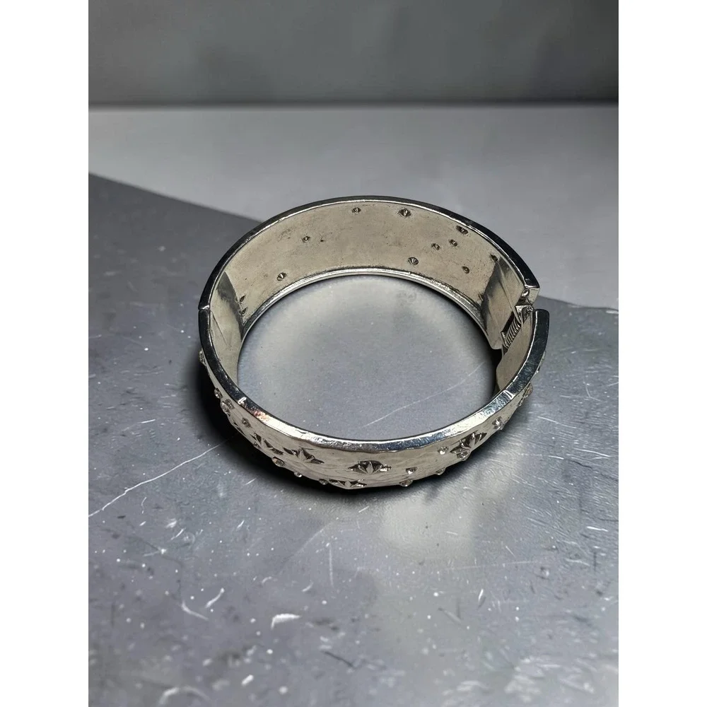 Paparazzi Across the Constellations Hinged Cuff Bracelet Silver Tone Rhinestones